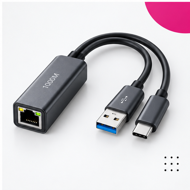 USB to RJ45 gigabit ethernet adapter – view 2