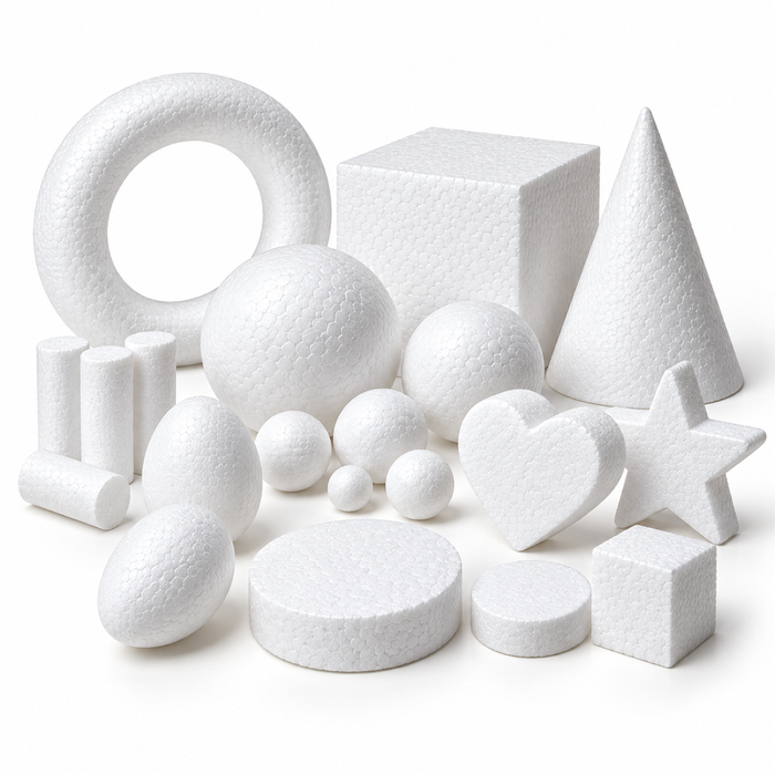 Assorted white foam shapes for arts and crafts