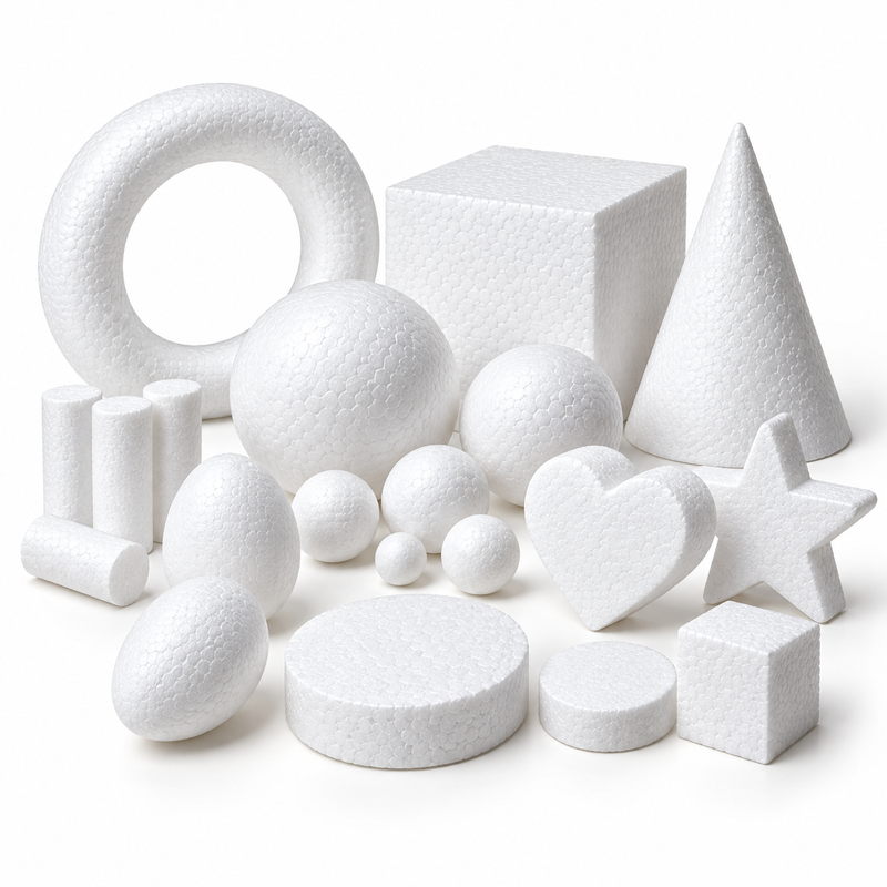 Assorted white foam shapes for arts and crafts