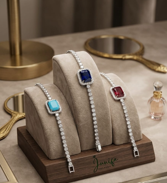Gemstone Halo Tennis Bracelet