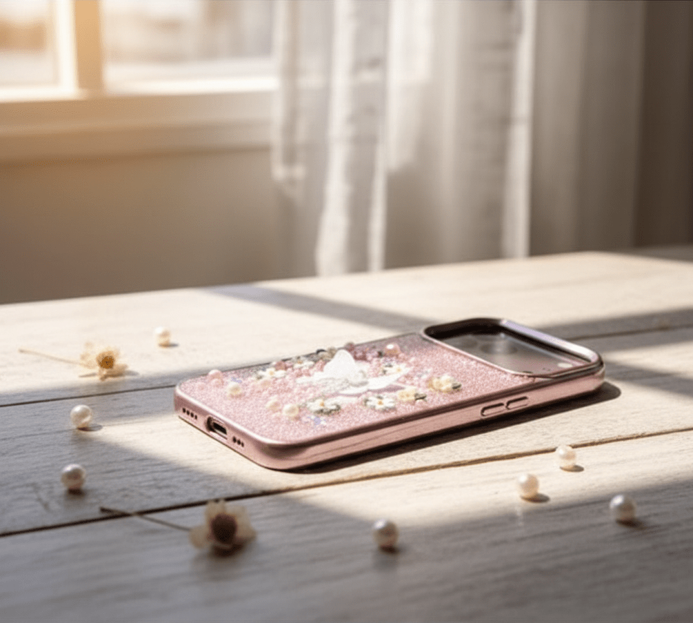 3D Glitter Butterfly iPhone Case – Navy
