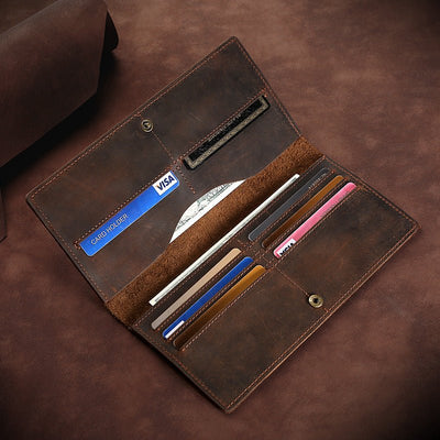 Men's Long Leather Wallet & Card Holder