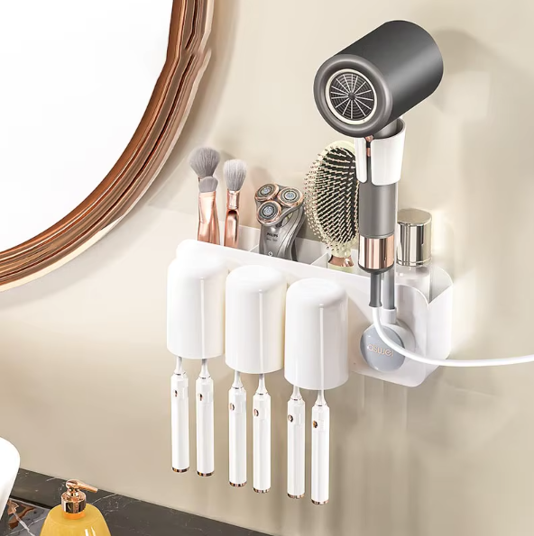 3-cup wall-mounted bathroom organizer – view 2