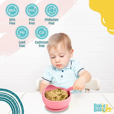 Babies Basic 2-Piece Silicone Feeding Set – Pink