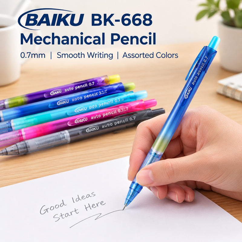 Baiku BK-668 0.7 mm mechanical pencil in assorted gradient colors
