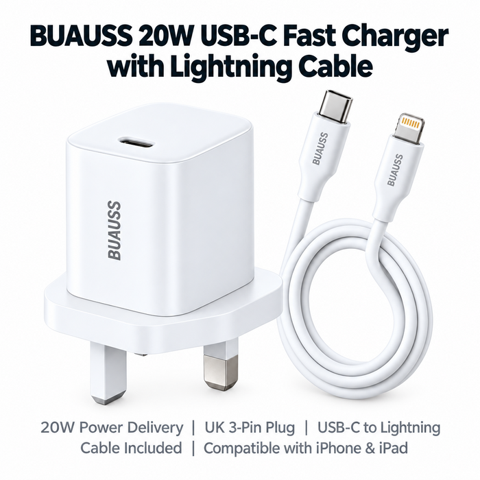 BUAUSS BS-20CL-E charger and cable hero view
