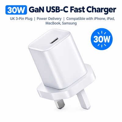 Cargador rápido GaN USB-C BUAUSS BC-30C-E 30 W – enchufe UK