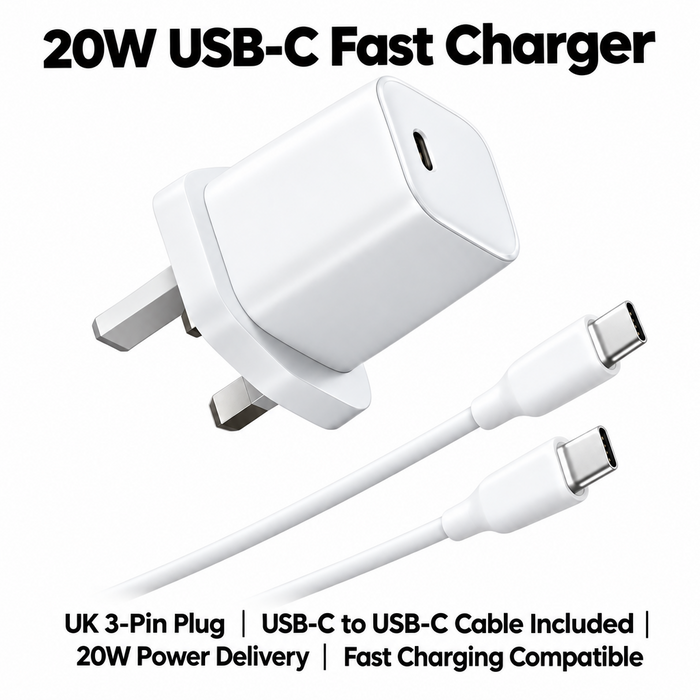BUAUSS BS-20CC-E 20W GaN charger and USB-C cable on NexuraCart background