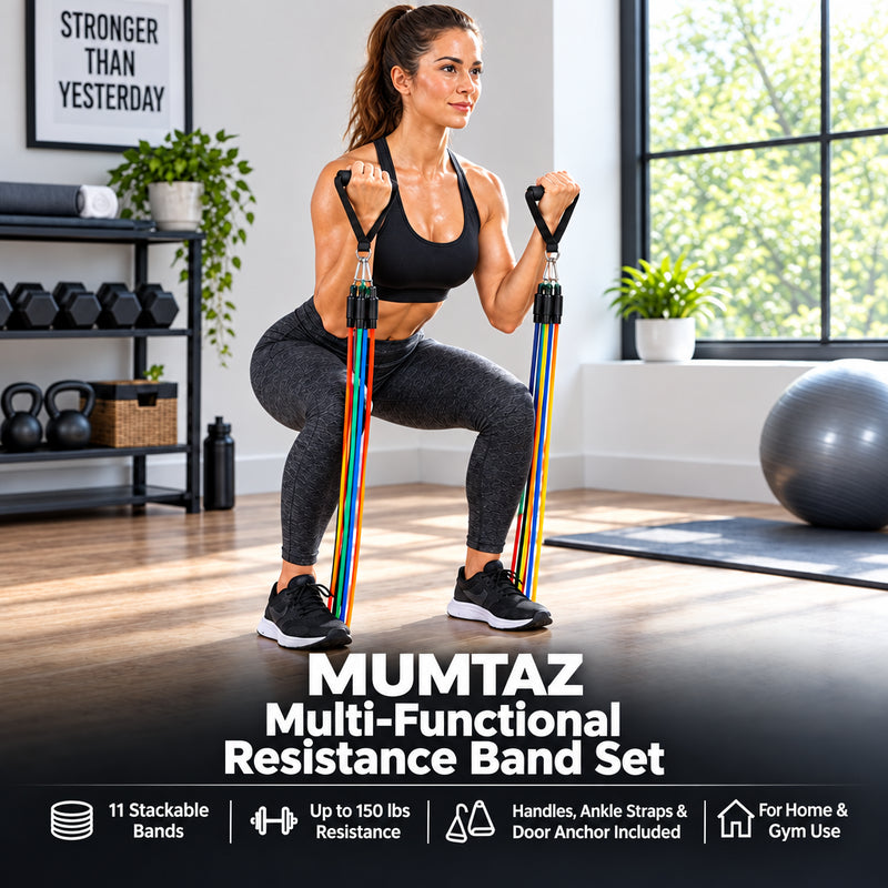 Ayzoq 11-Piece Resistance Band Set – Tube Bands, Handles, Ankle Straps & Door Anchor