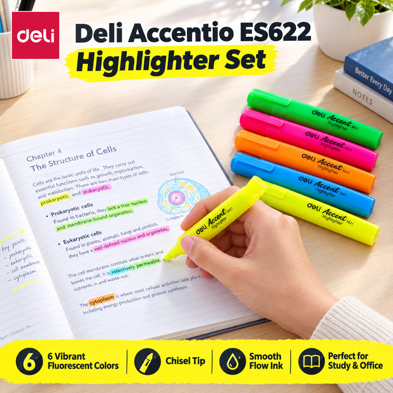 Deli Accentio ES622 four-colour fluorescent highlighter set