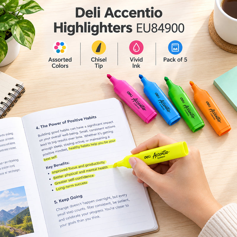 Deli Accentio EU84900 Highlighter – Assorted Colour