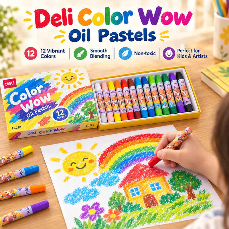 Deli Color WOW! Oil Pastels – 12 Colours