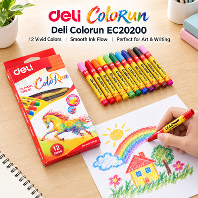 Deli ColorRun Oil Pastels – 12 Colours