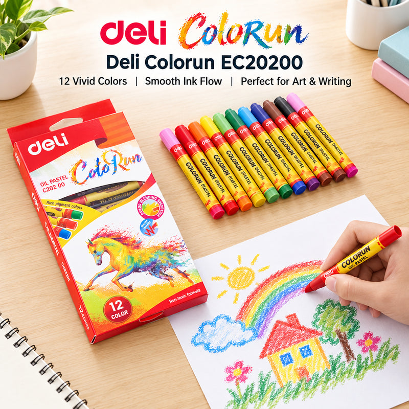 Deli ColorRun Oil Pastels – 12 Colours