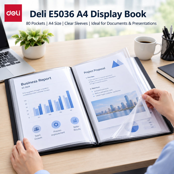 Deli Rio E5036 A4 Display Book – 80 Pockets