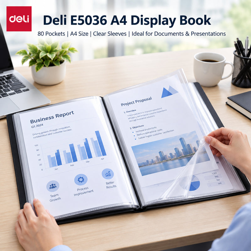 Deli Rio E5036 A4 Display Book – 80 Pockets