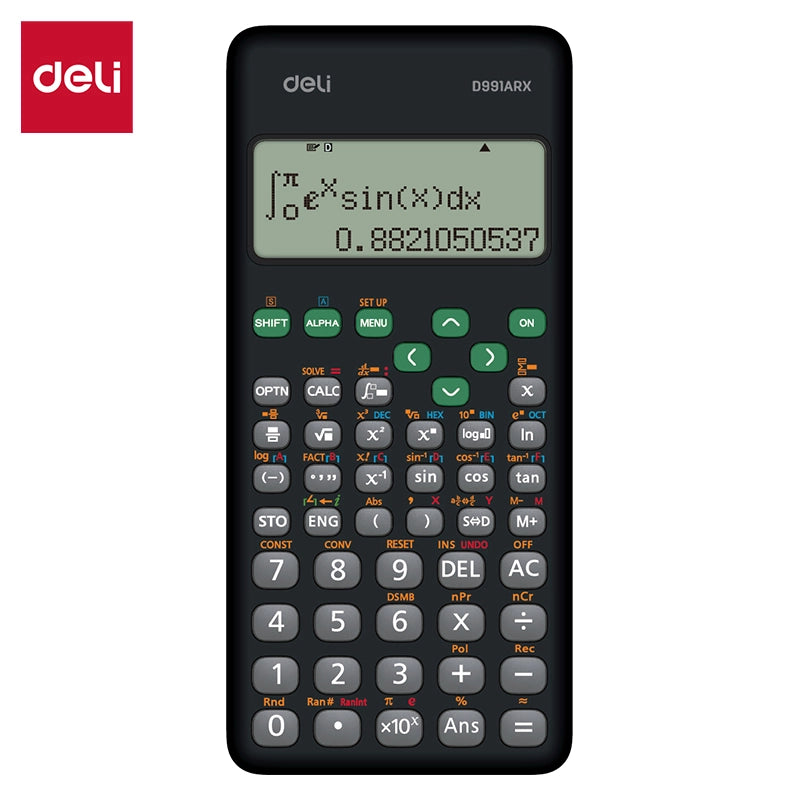 Deli D991ARX scientific calculator with Arabic menu, black