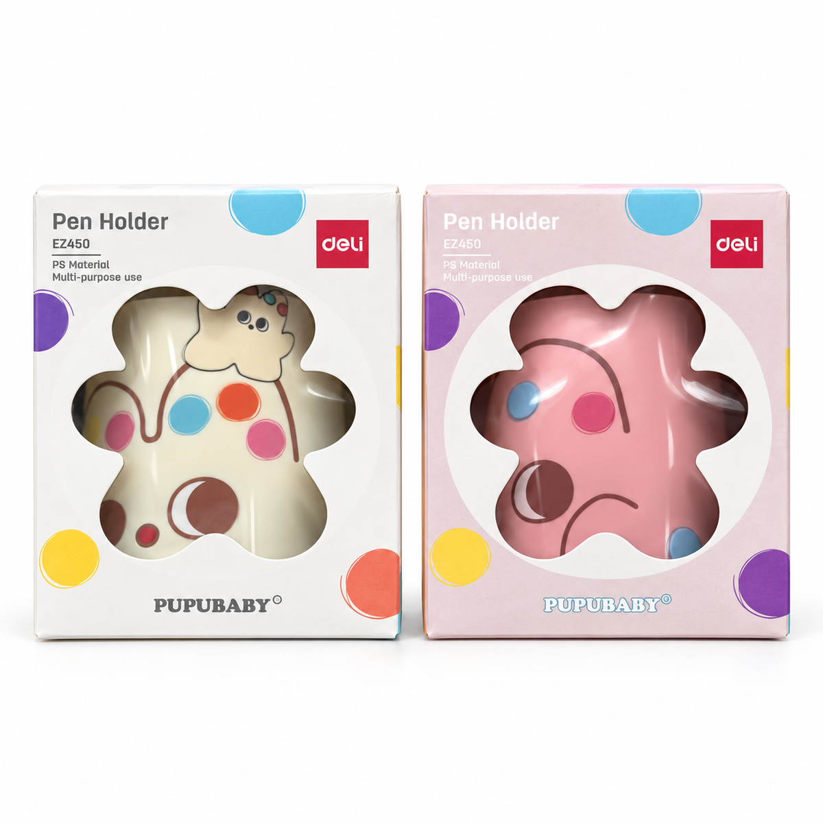 Deli EZ450 Pen Holder in cream and pink variants