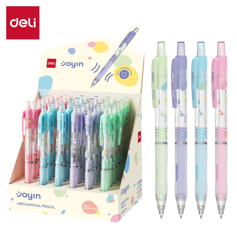 Deli Joyin EU600-05 pastel mechanical pencils in four colours