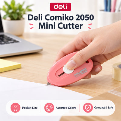 Deli Comiko 2050 Mini Cutter – Pocket Size, Assorted Colours