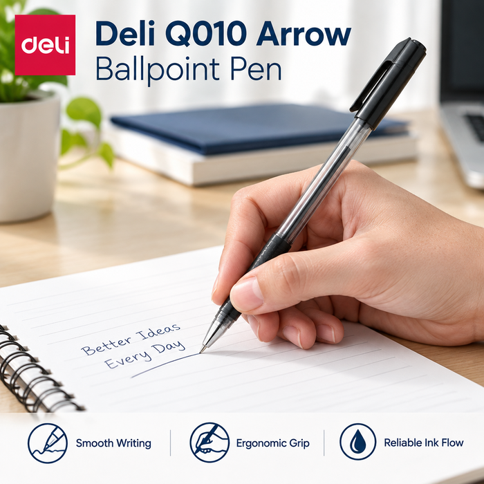 Deli Arrow Q010 Ballpoint Pens – 0.7 mm, Box of 50