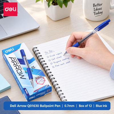Deli Arrow Q016 Ballpoint Pens – 0.7 mm, Box of 12