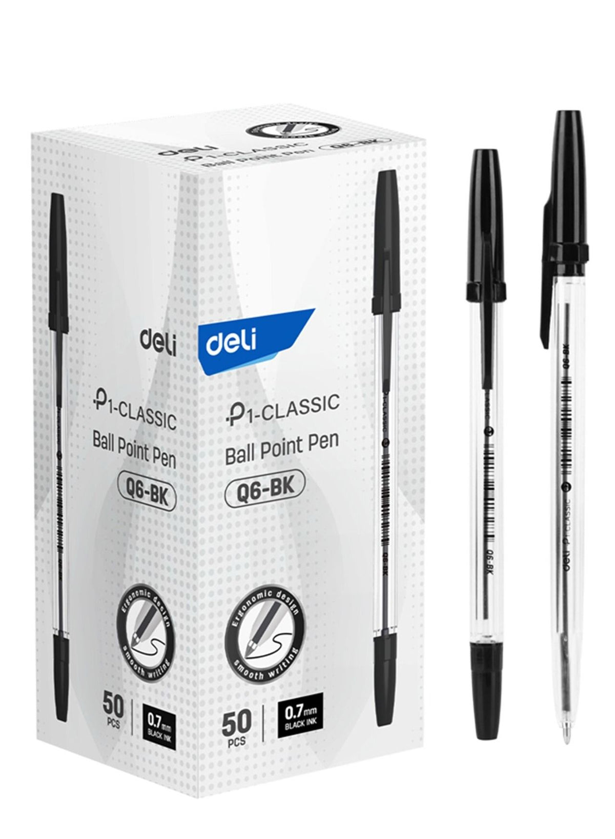 Deli Q6-BK 0.7 mm black ballpoint pen product detail