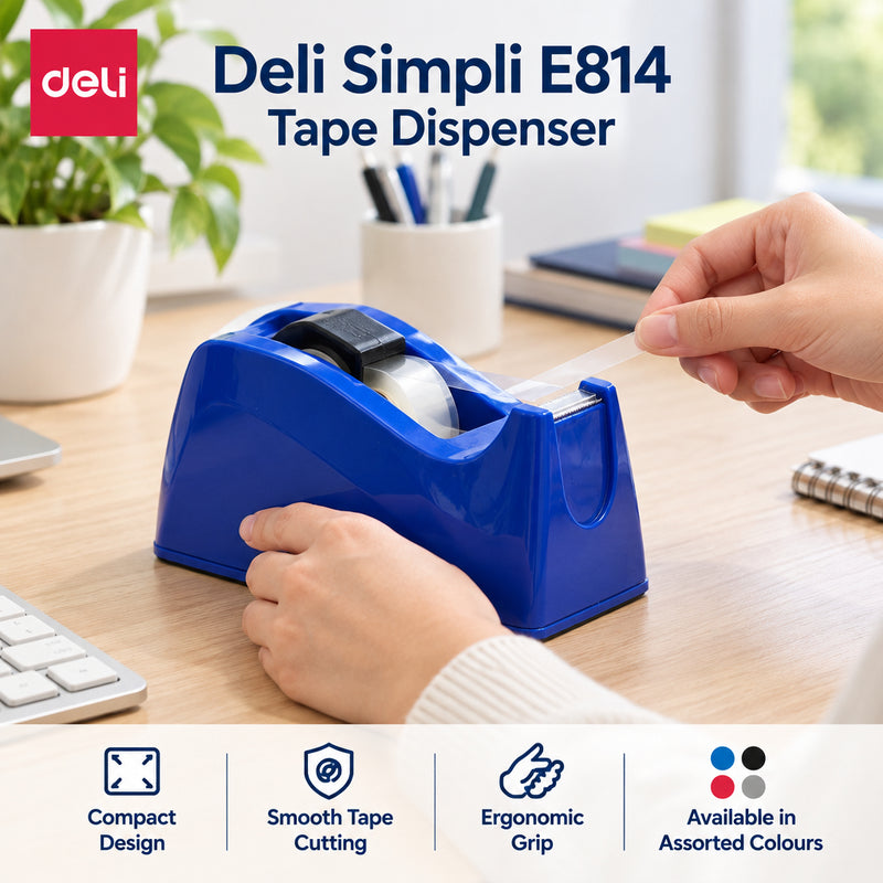 Deli Simpli E814 Tape Dispenser – Assorted Colours