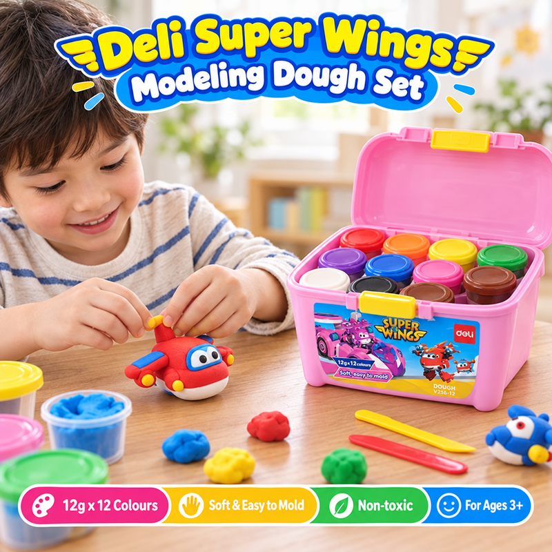 Deli Super Wings Dough Set Y256-12 – 12 Colours