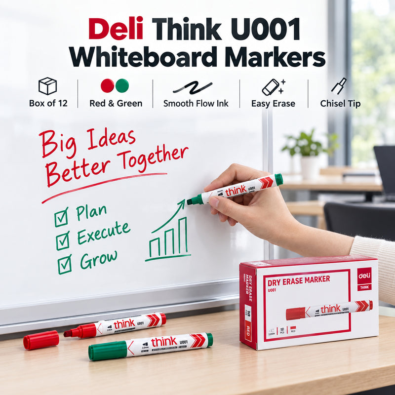 Deli THINK U001 Whiteboard Markers – Box of 12