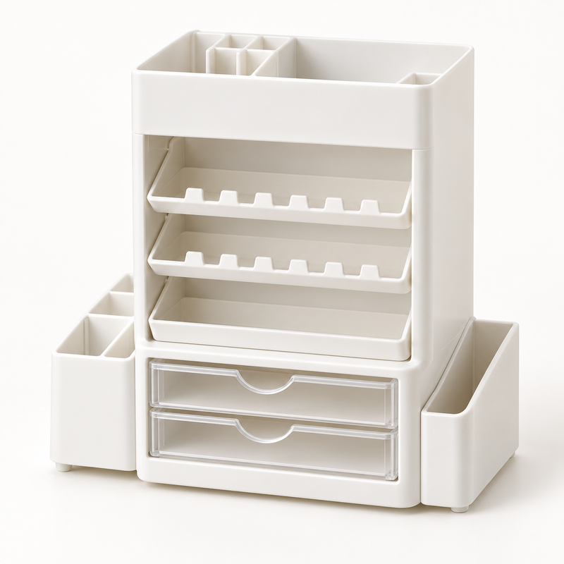 White multi-level desktop stationery organizer