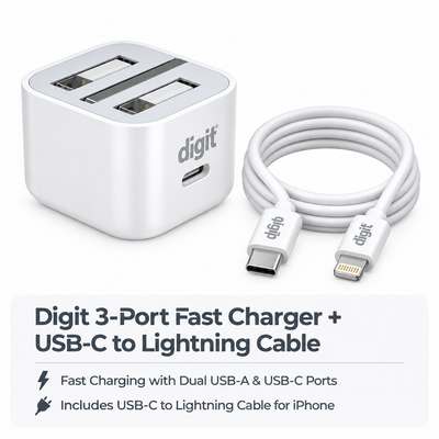 Adaptador de corriente USB-C Digit 20 W con cable USB-C a Lightning