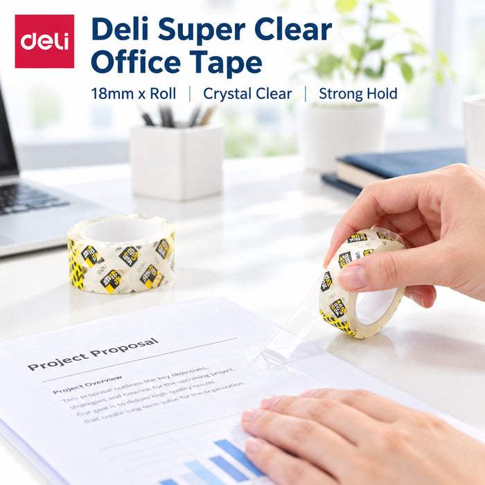 Deli Stick Up Super Clear Office Tape A689 – 18 mm x 30 y, 8 Rolls
