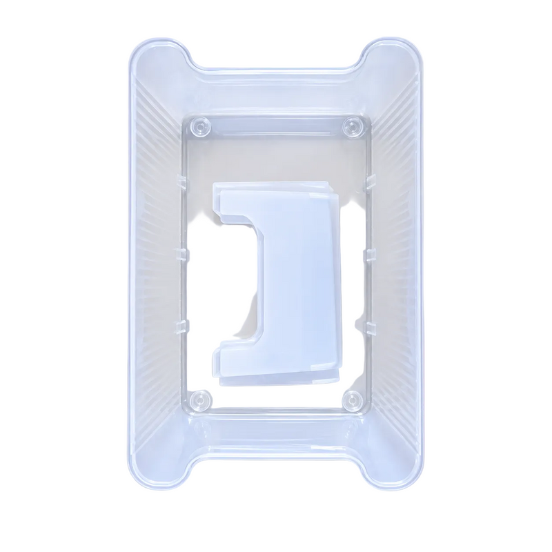 Transparent storage box viewed from above on a light NexuraCart theme background