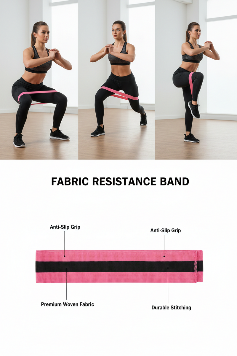 Single pink fabric resistance loop band on NexuraCart theme background