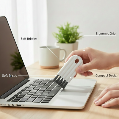 Set de cepillos para limpiar el teclado – 2 piezas, blanco