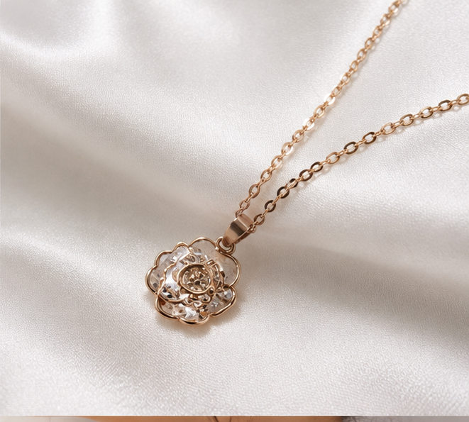 Anti-Tarnish Crystal Flower Necklace