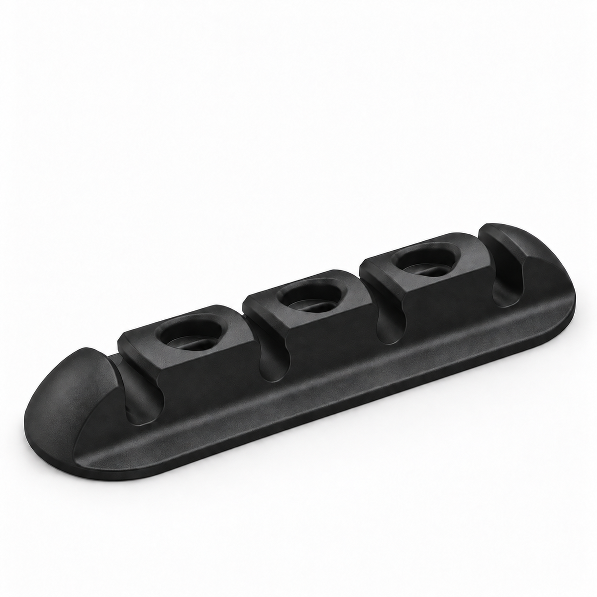 Black four-slot adhesive silicone cable organizer