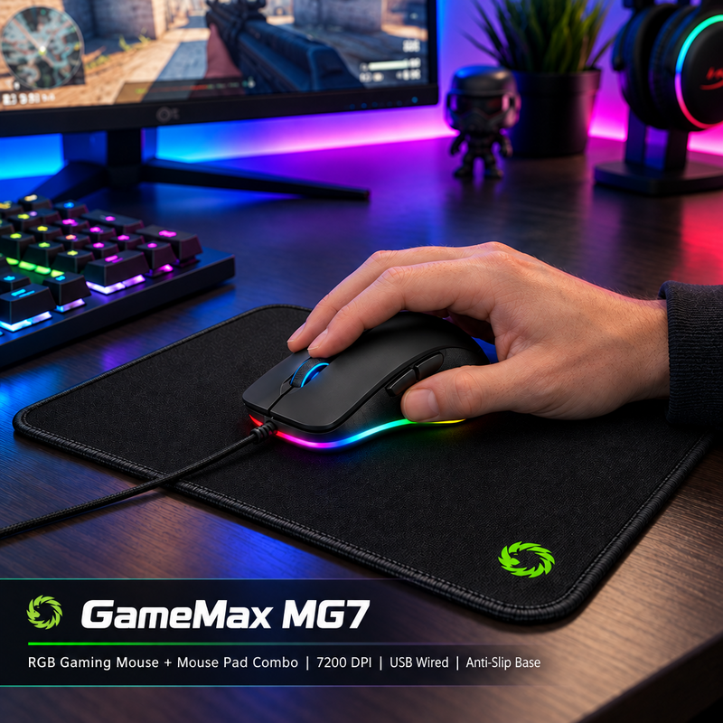 GAMEMAX MG7 gaming mouse and mouse pad combo
