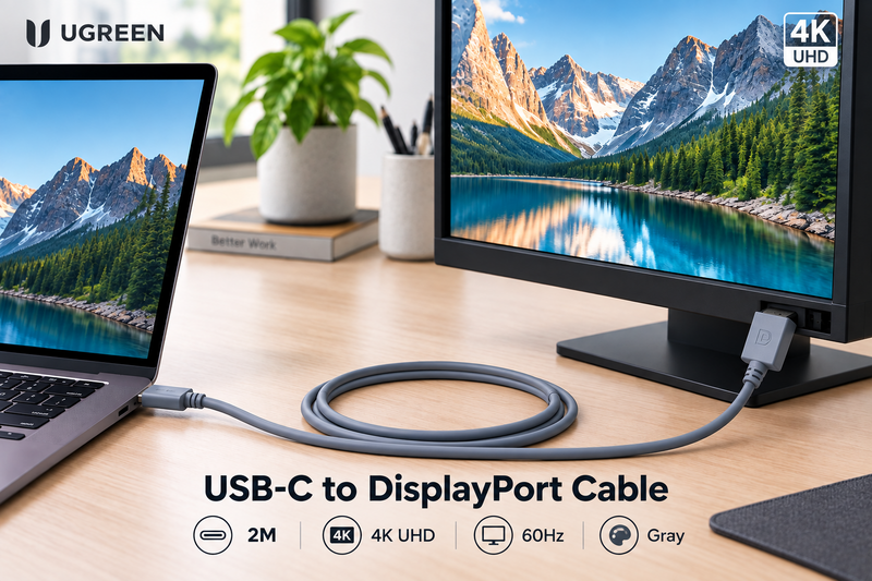 Genuine USB-C to DisplayPort cable 2 m 4K grey