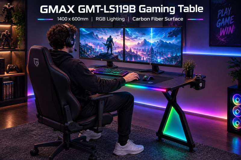 GMAX GMT-LS119B gaming table 1400x600 mm with RGB base light