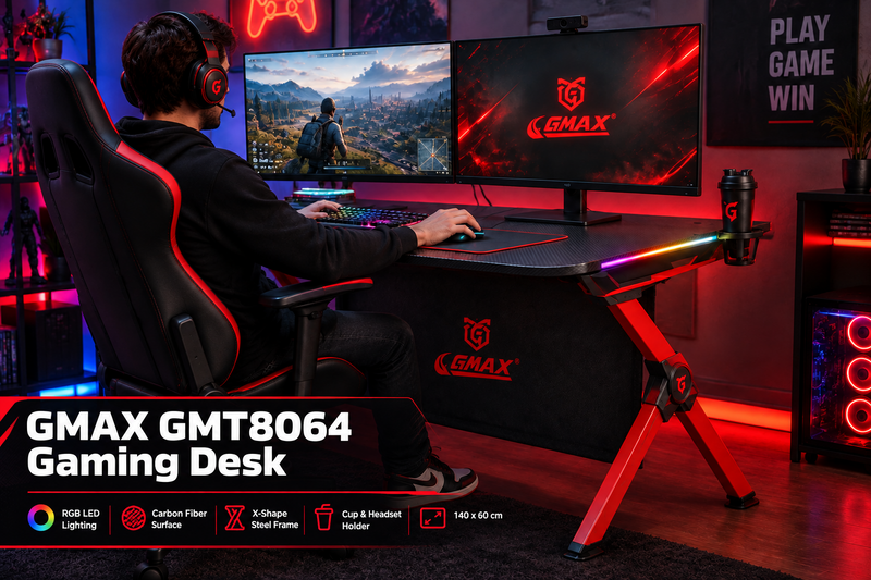 GMAX GMT-8064 gaming table 1200x600 mm with RGB light