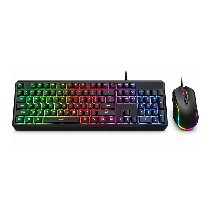 GMAX GX-638 RGB gaming keyboard and mouse set full view