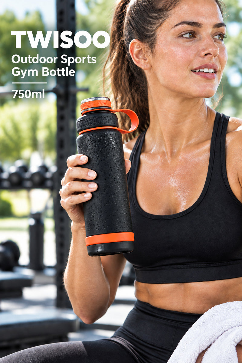 Twisoo 750ml Outdoor Sports Gym Bottle - Black