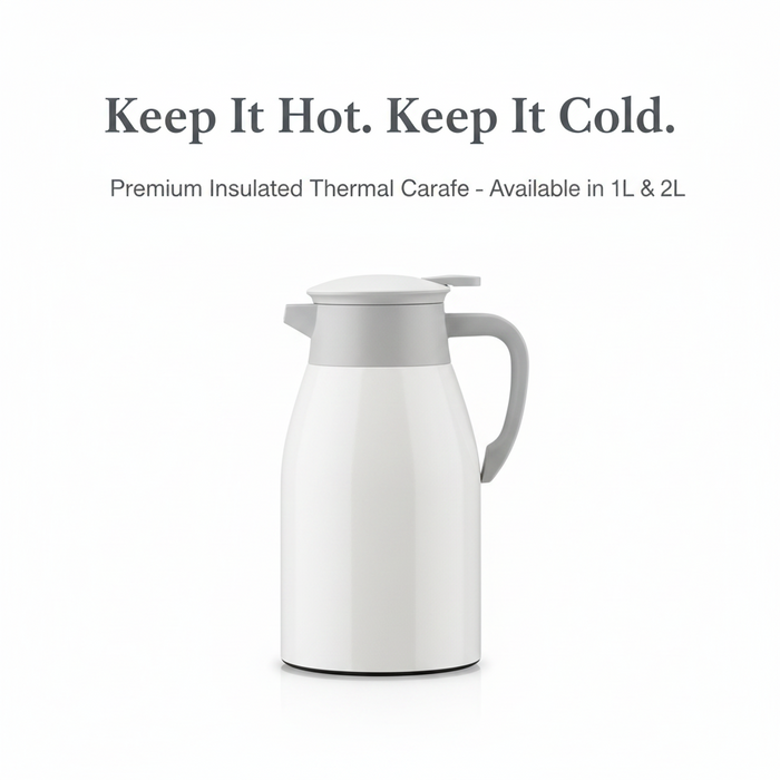 Insulated thermal carafe in 1 L and 2 L sizes