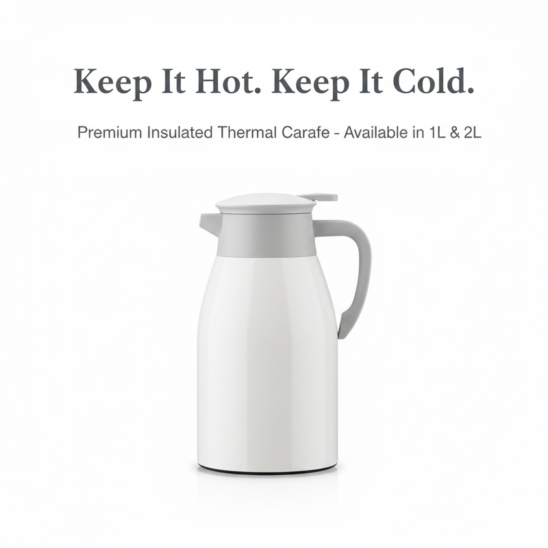Insulated thermal carafe in 1 L and 2 L sizes