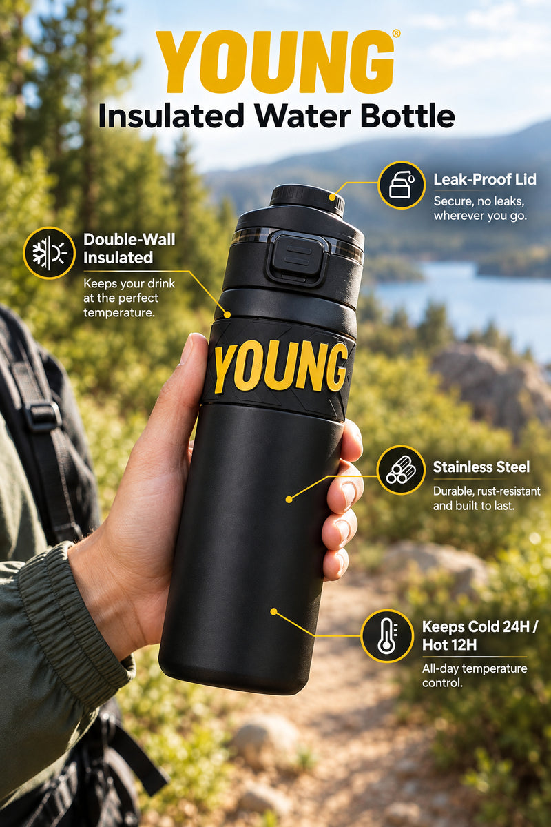 Twisoo Insulated Young Stainless Steel Water Bottle - Black