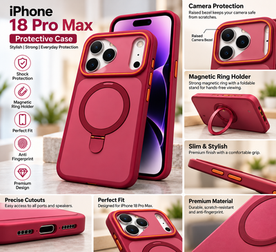 Pink Ring Stand Protective iPhone Case | 17 Pro & 18 Pro