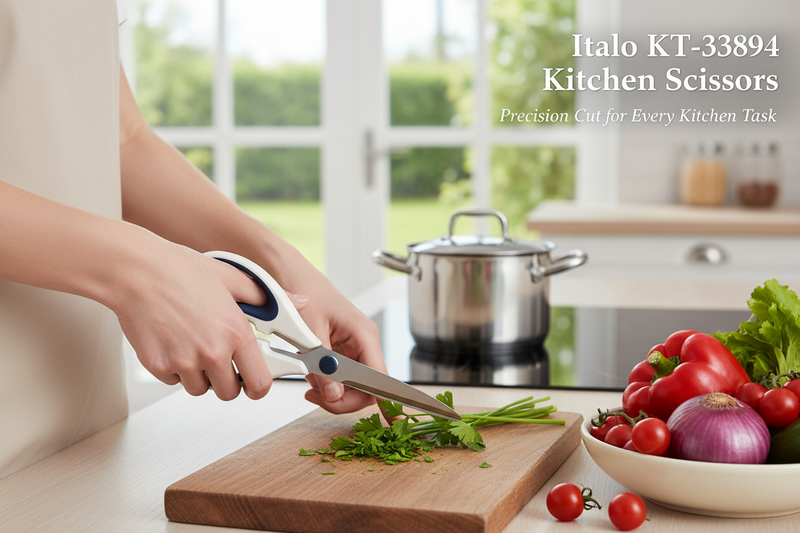 Italo KT-33894 kitchen scissors white front view