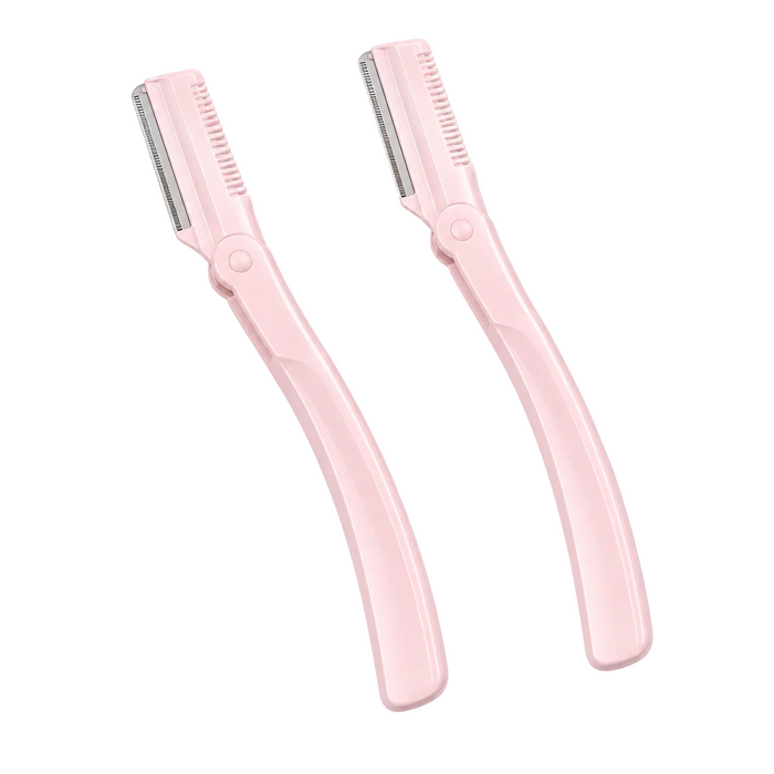 Italo folding eyebrow razor set, three-quarter view